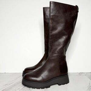 Vince Camuto Nettrio Brown Leather Lug Sole Tall Boot 7M
